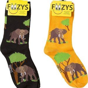 African Elephant Bush Forest Trunk Cute Animal 2 Pairs Foozys Women's Socks